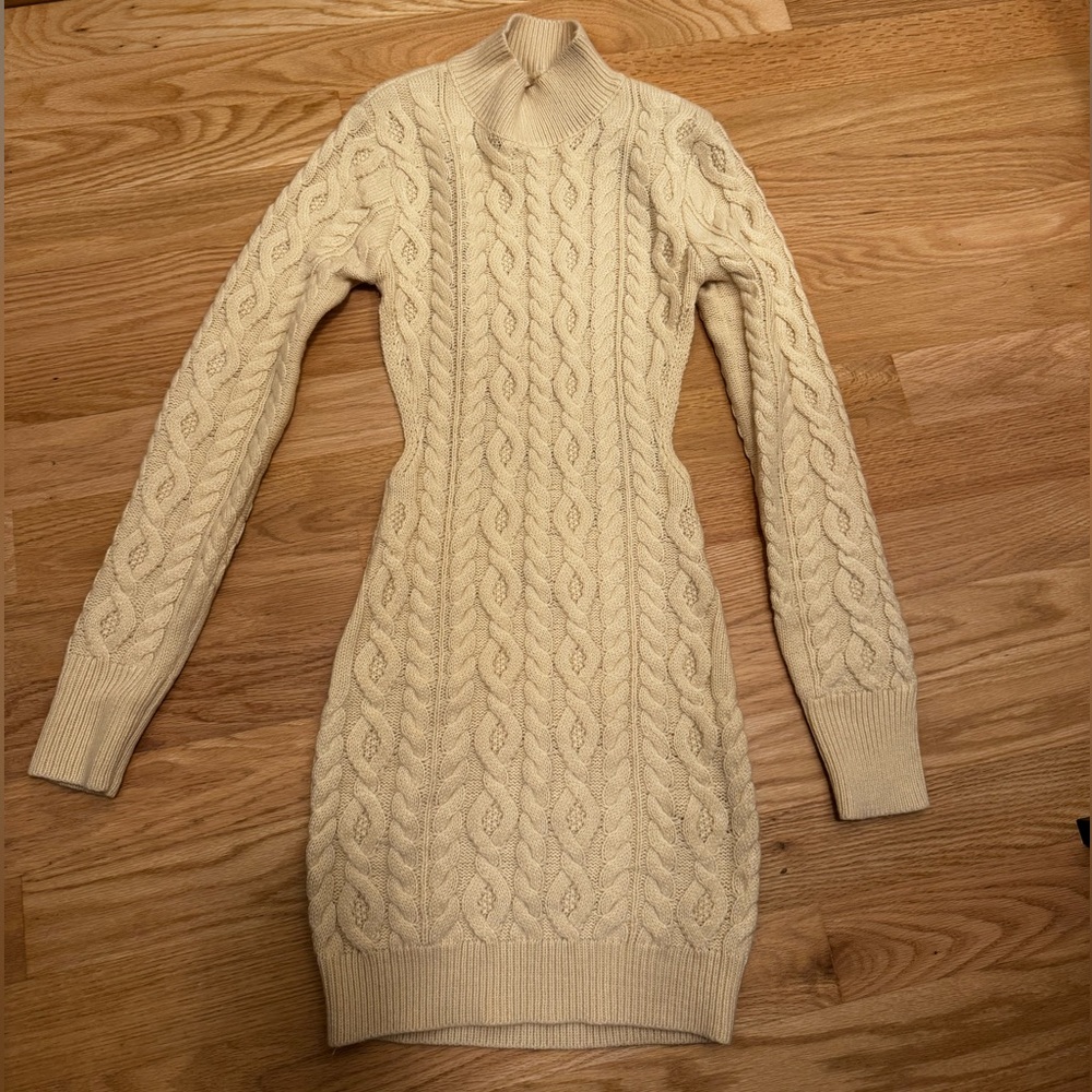 Isalis sweater dress mock neck cable knit